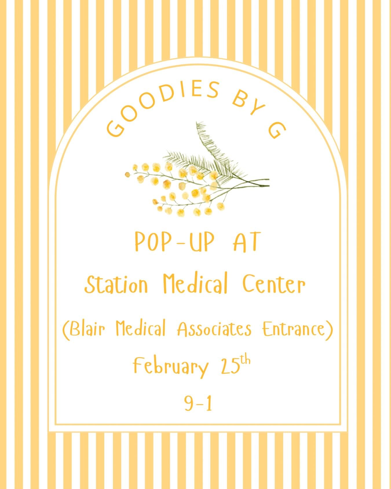 Our next pop-up will be on Wednesday, February 25th at Station Medical Center from 9-1!🤍