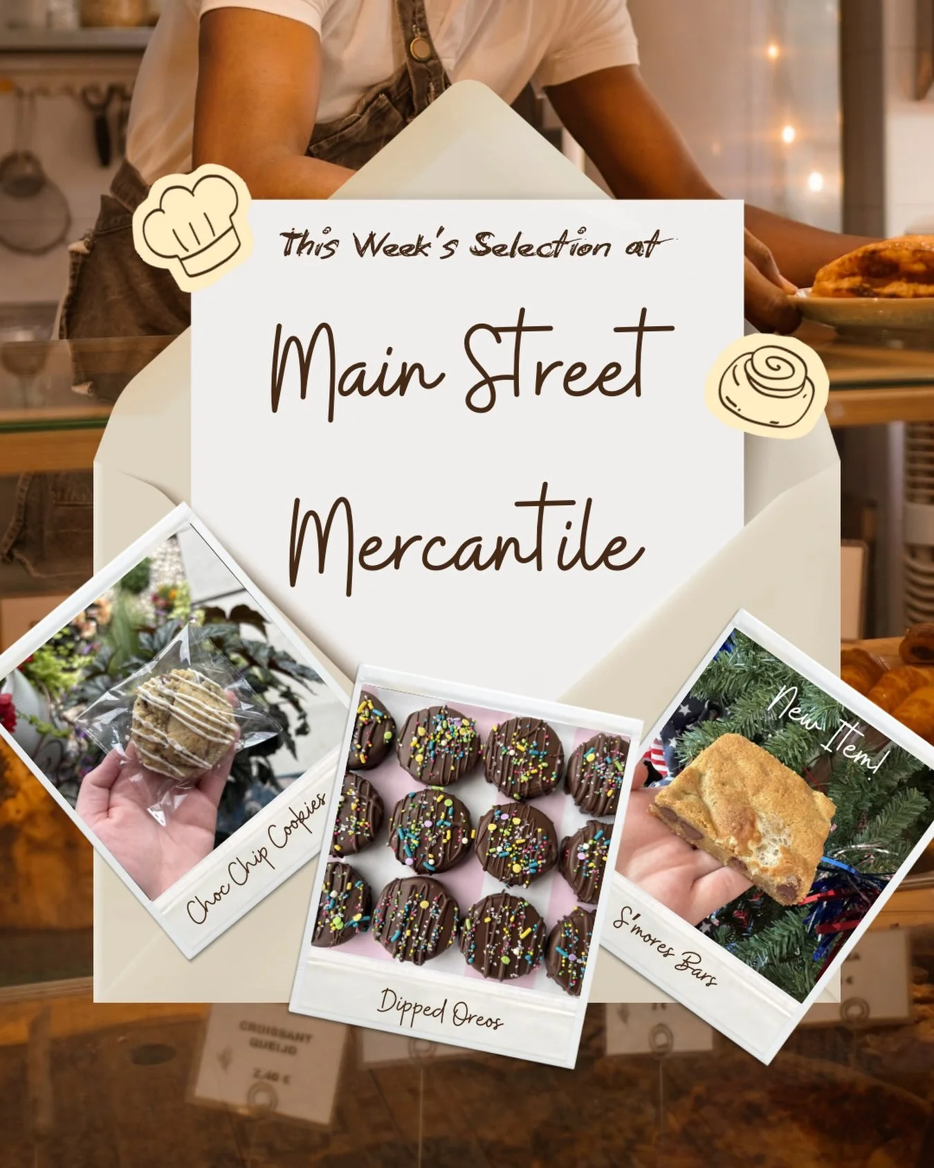 Happy Tuesday! Stop in @mainstreetmercantileba this week and grab a sweet treat! We have a new menu item: S&rsquo;mores Bars! Come and get one before they sell out!🍫🔥