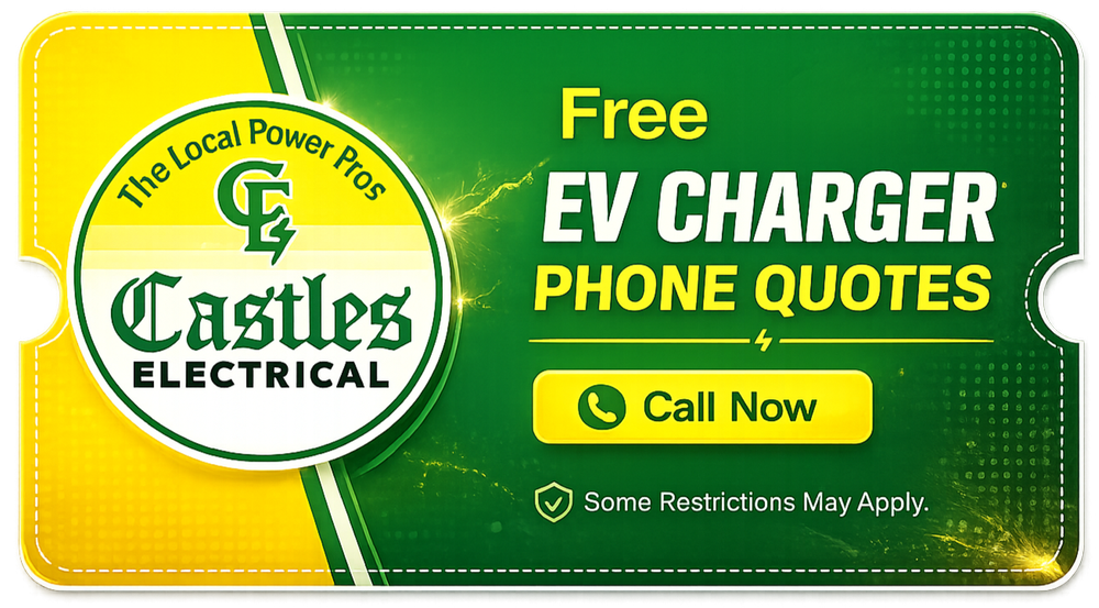 Castles Electrical offer: free EV charger phone quotes. Call now. Some restrictions may apply.