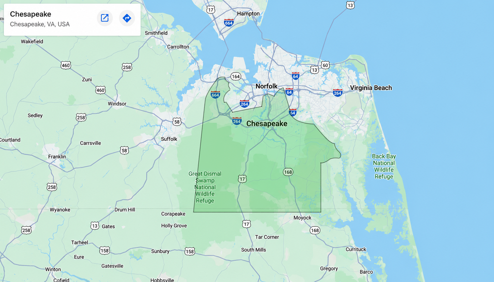 Chesapeake service area map