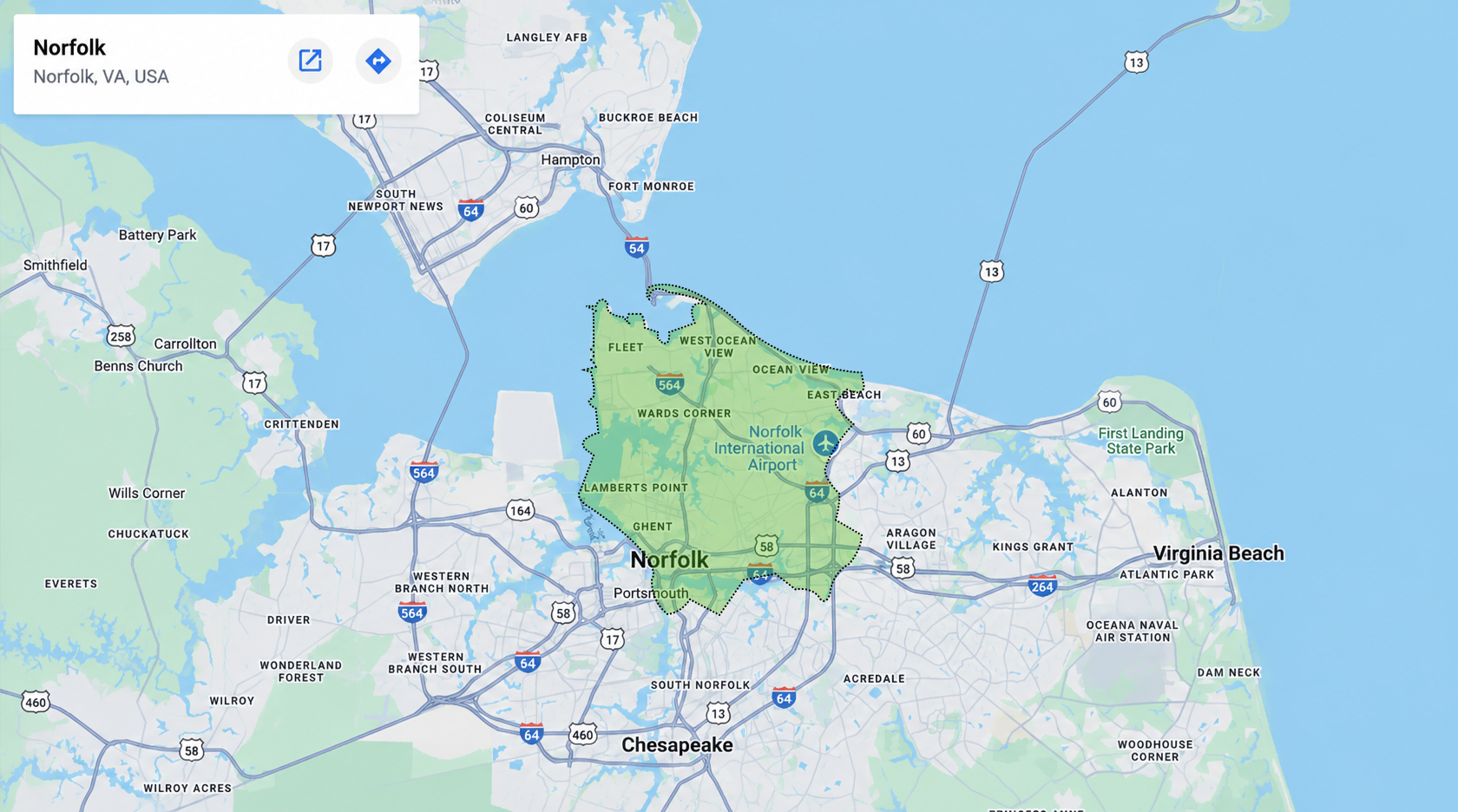 Norfolk service area map