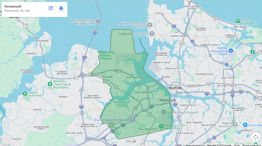 Portsmouth service area map