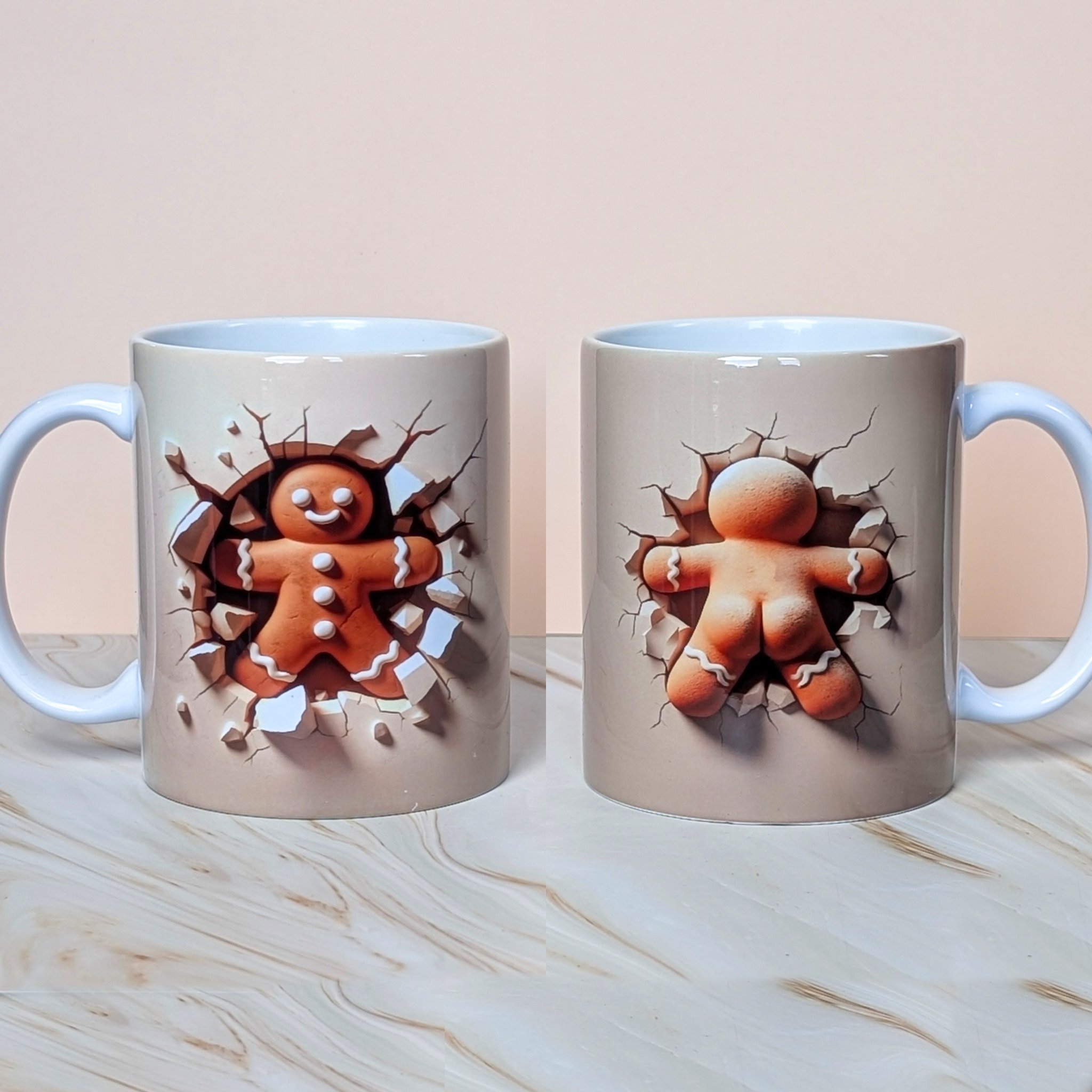 Funny Gingerbread Man Christmas Mug: 3D Design, Secret Santa Gift