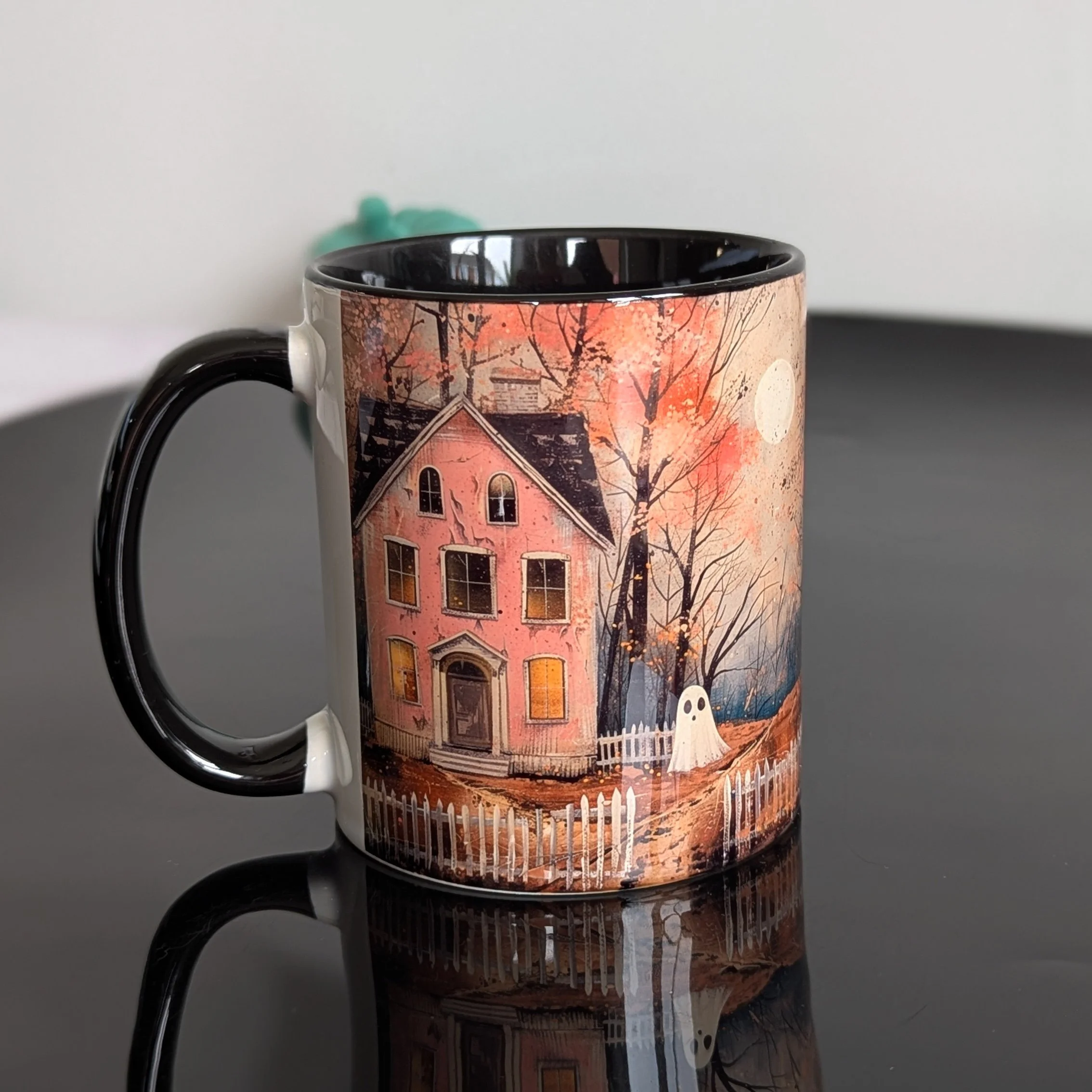 Haunted House Ghost Mug – Spooky Halloween Coffee Cup Gift