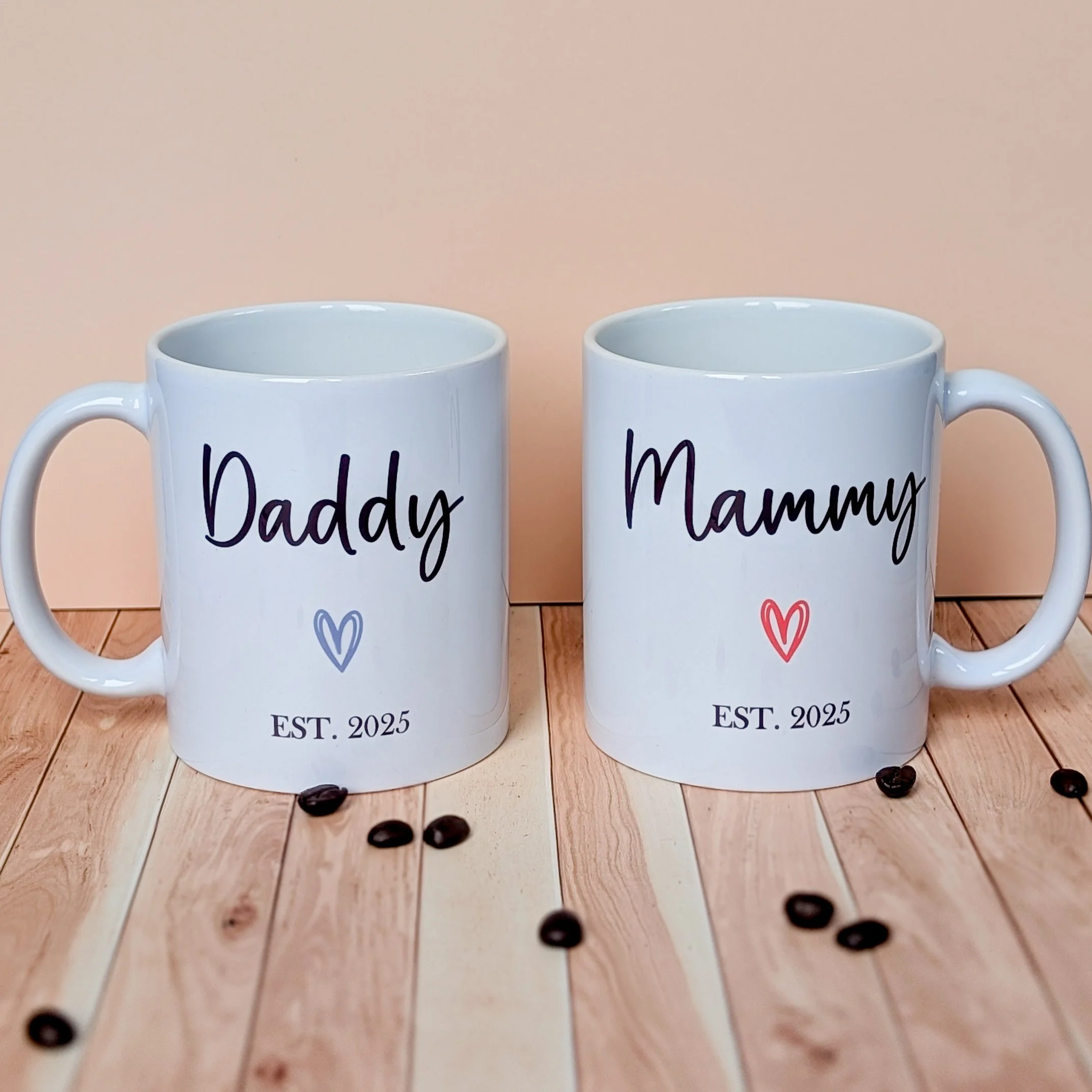 Personalised Family Mug Set – Mummy, Daddy, Nana, Auntie “Est.” Custom Coffee Cups