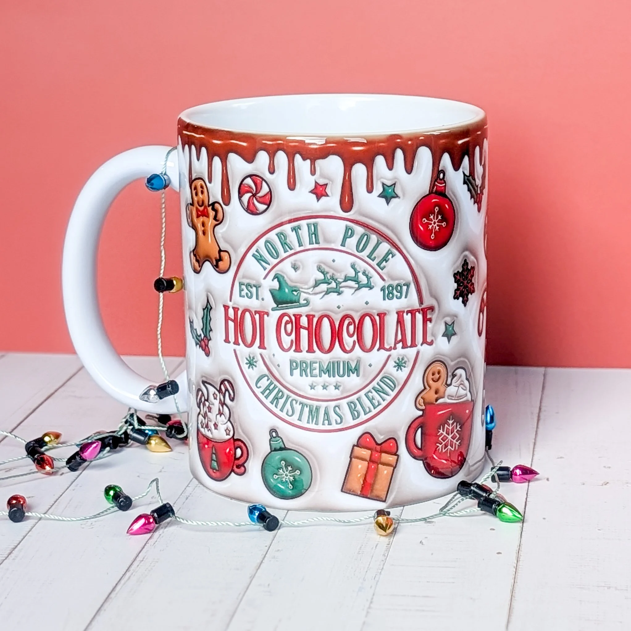 North Pole Hot Chocolate Mug – 11oz 15oz Festive Christmas Blend (Two Designs Available)
