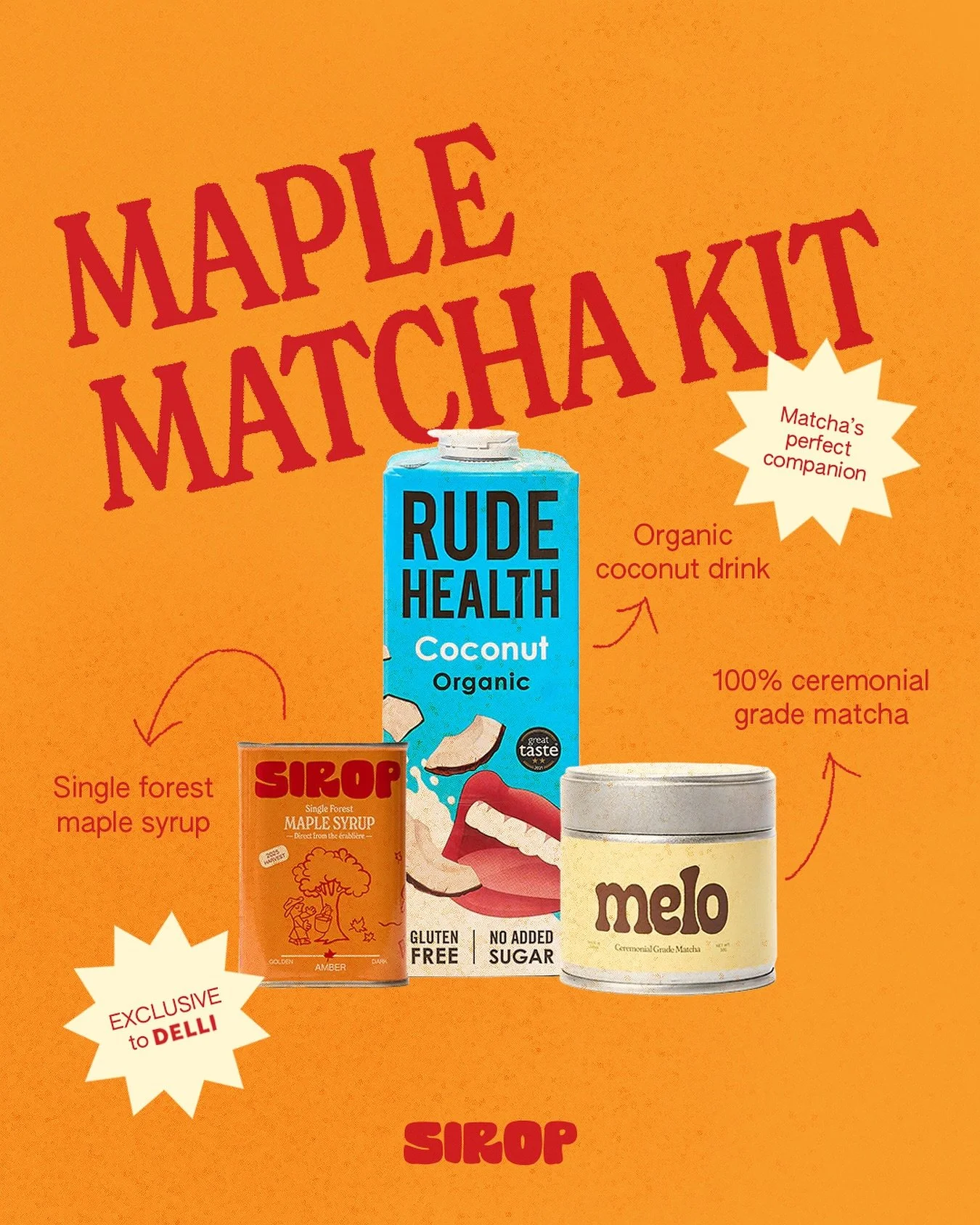 The recipe for a perfect matcha = Sirop + Melo Matcha + Rude Health Coconut 💚

Limited drop now live on @delli.market