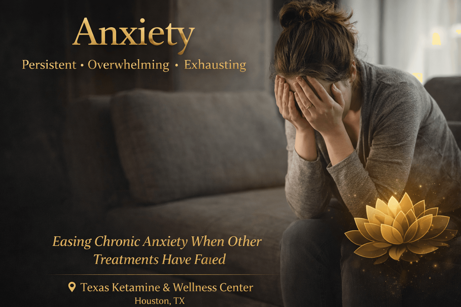Calm, professional image representing physician-led ketamine therapy for chronic and treatment-resistant anxiety.