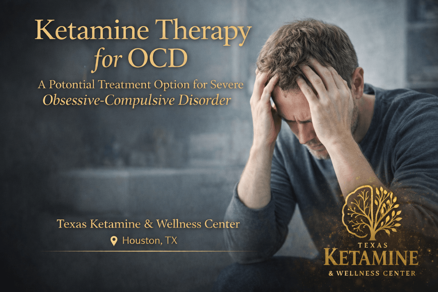White male patient seated comfortably in a calm, modern setting during physician-led ketamine therapy at Texas Ketamine & Wellness Center, representing treatment for anxiety, depression, OCD, and other mental health conditions in Houston.