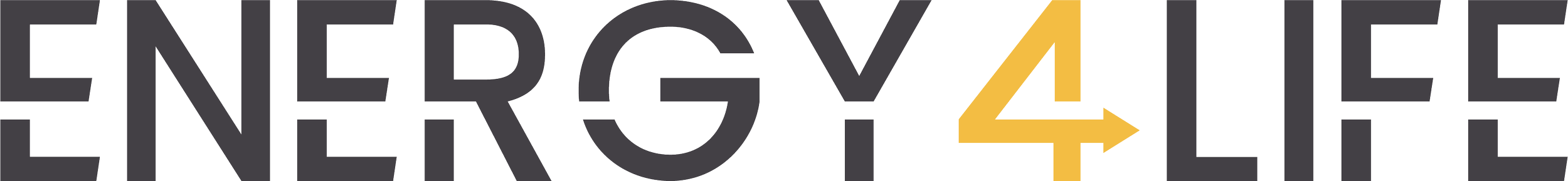 Logo with the text 'Energy 4 Life', with a stylized number 4 in yellow