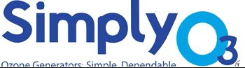 Close-up of a logo for Simply Ozone Generators with text indicating simplicity and dependability