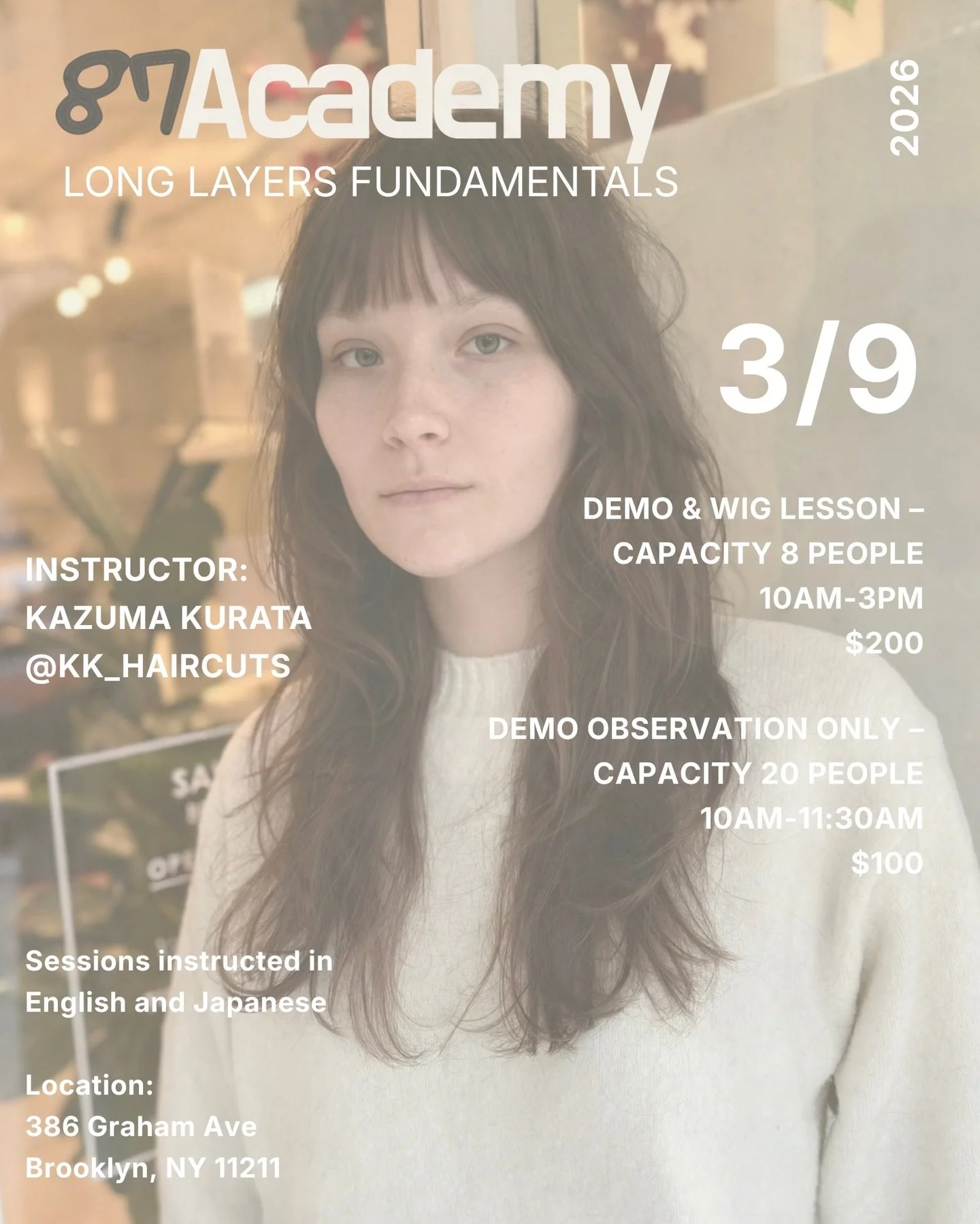 🚨 REMINDER: THIS MONDAY, 3/9 🚨 Our next seminar is in a few days! Sign up online, learn Kazuma&rsquo;s tips for a fresh, long layered haircut, and put your skills to the test during the hands on workshop. See you there!