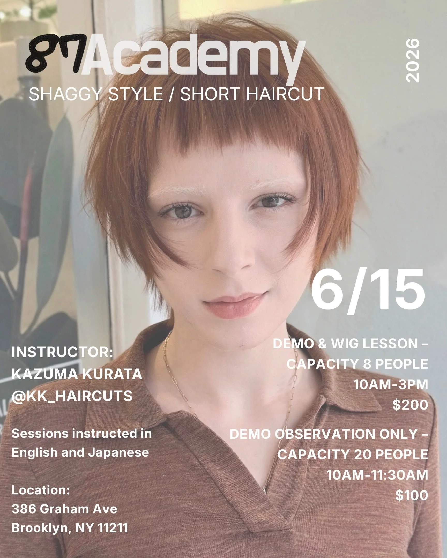 Our next seminar in NY will be on Monday, 6/15 taught by Kazuma! @kk_haircuts 

⸻

Session 1｜Model Demonstration &amp; Technical Explanation

Time: 10:00 AM &ndash; 12:00 PM

Content:
Through a practical shaggy style demonstration using a live model,