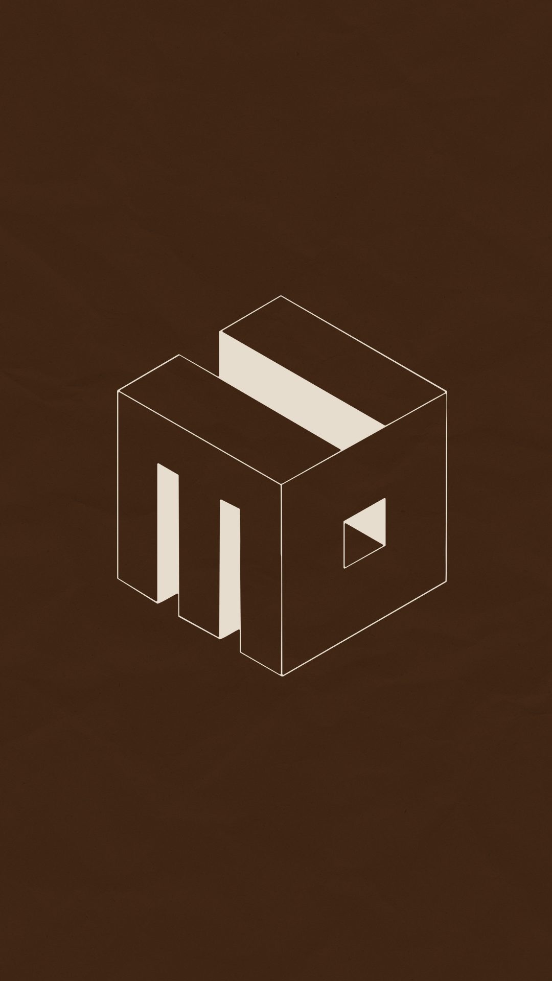 Logo isométrico minimalista formando las letras M y D