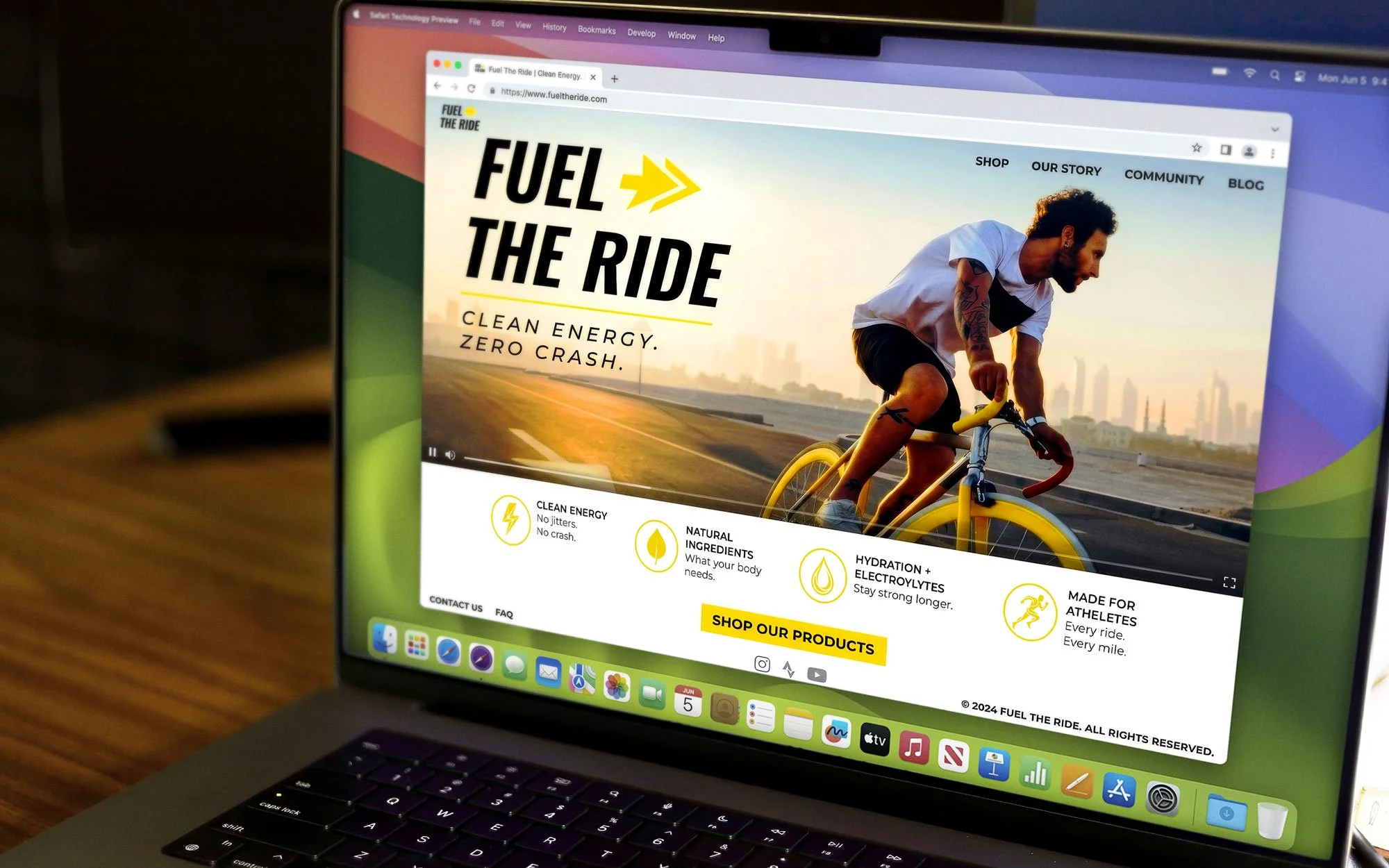 Website Campaign Mockup | Desktop landing page concept showing how the hero image and brand message adapt to a wide digital format.