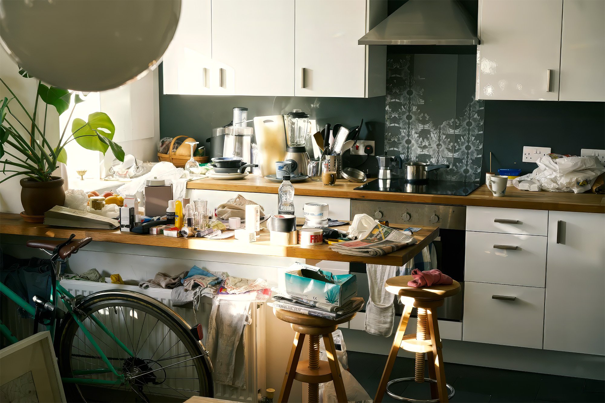 Original Kitchen Photograph | Cluttered source image showing the original room before virtual decluttering and interior reconstruction.