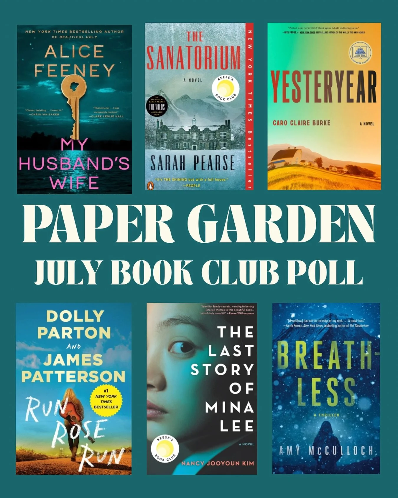 July&rsquo;s book club theme is mystery/thriller and we have an eclectic collection to choose from! Let us know what you want to read!