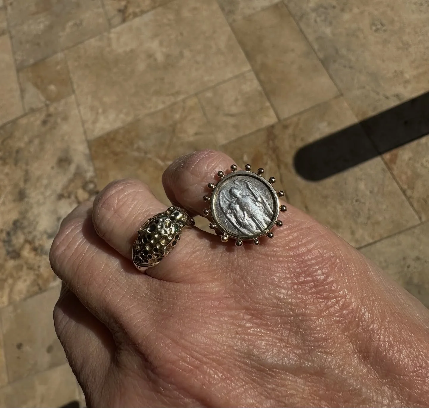 Who can resist a guardian angel with them every day? I sure couldn&rsquo;t. Something about this @jillreno ring spoke to me last week and I knew it had to be mine. I love the mixed metals, and love I can wear it on my ring finger or as a pinkie ring.