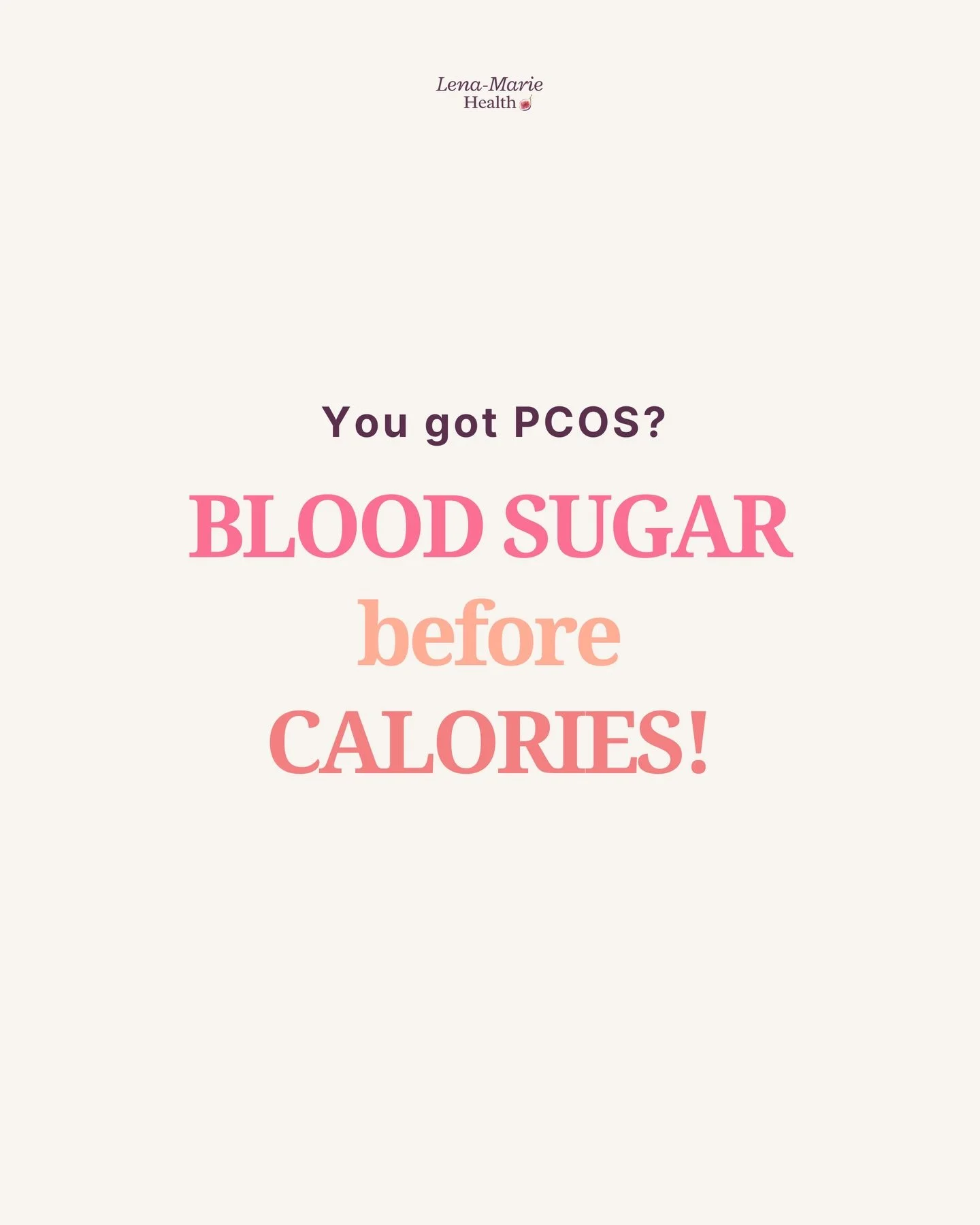 If you have PCOS, counting calories is the wrong game.

High insulin levels are what make fat loss so hard with PCOS - not lack of willpower. When you focus on stabilizing blood sugar instead of cutting calories, everything changes.

More energy. Few