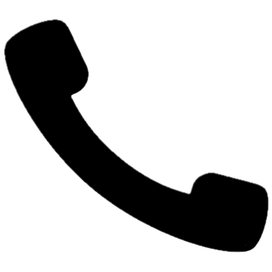 Black phone receiver icon on a white background.