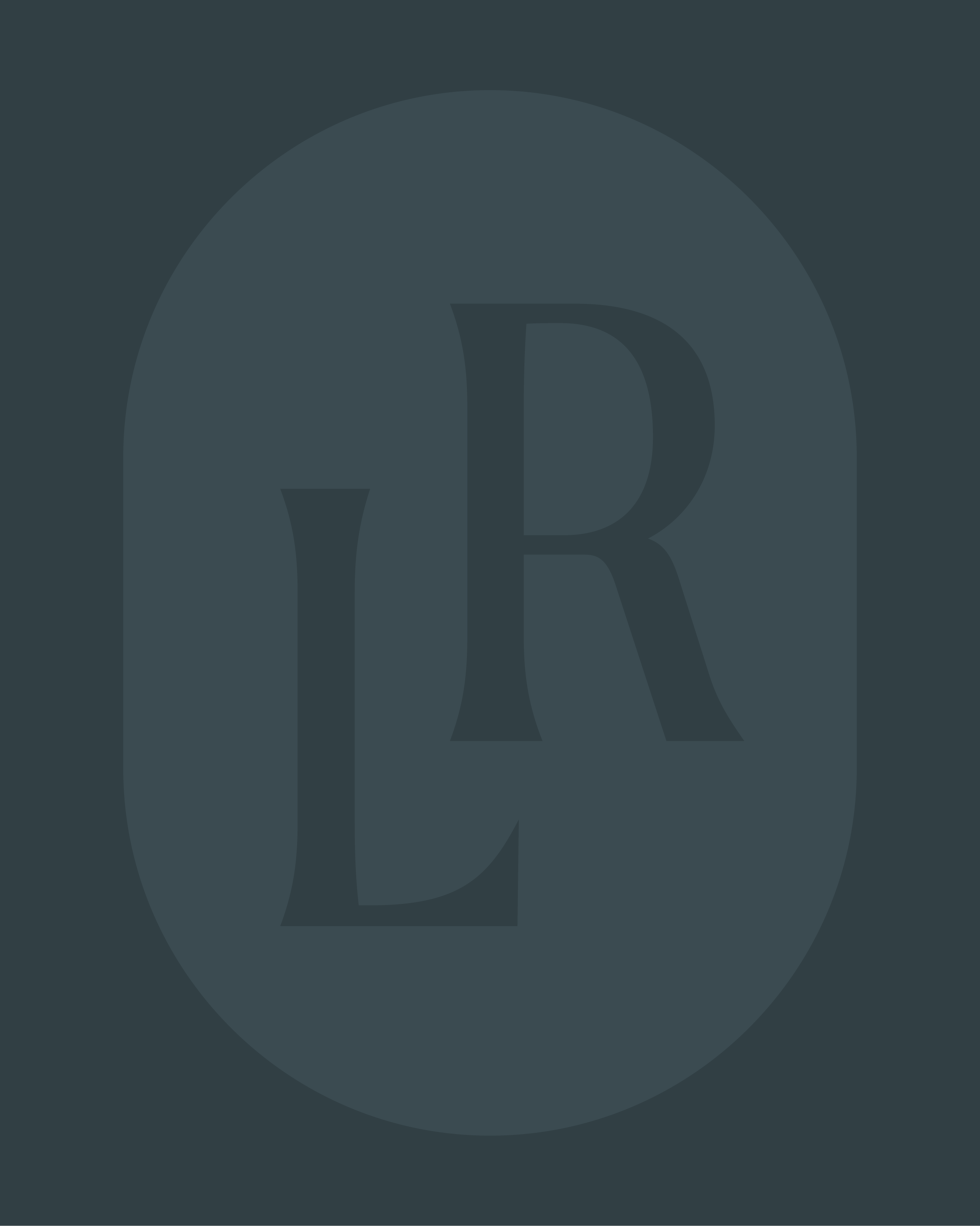 A dark background with a large, semi-transparent letter 'R' overlaid by a smaller letter 'L', both enclosed in an oval shape.