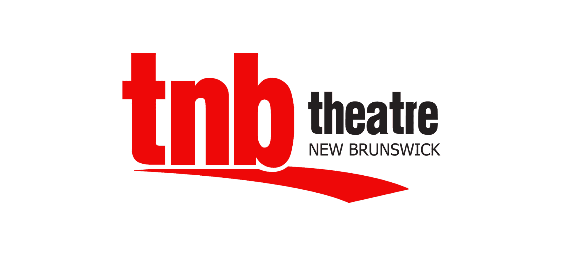 Logo for TNB Theatre in New Brunswick, featuring bold red 'tnh' with a red swoosh and black text 'theatre' and 'NEW BRUNSWICK'.
