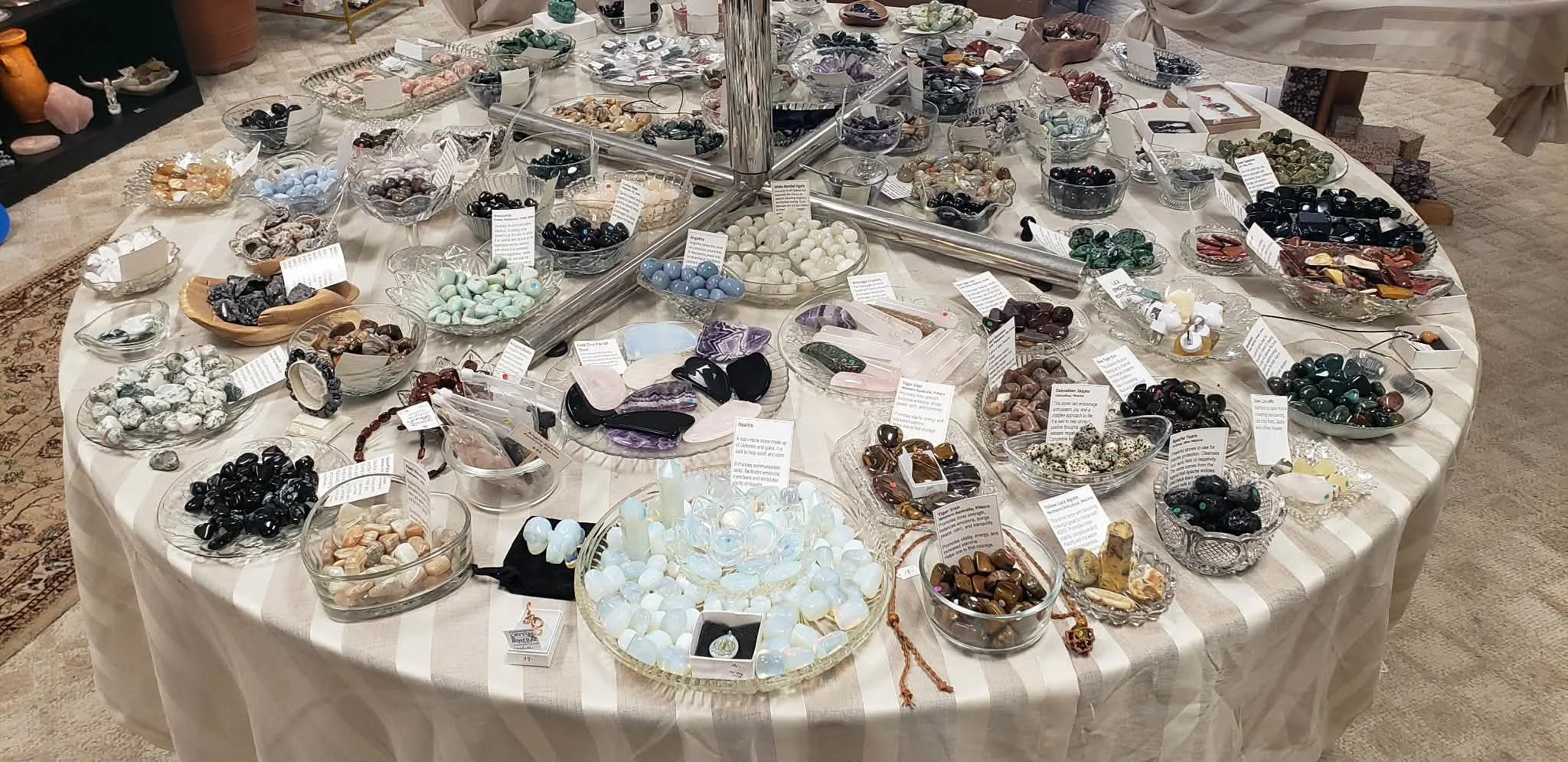 huge selection smooth tumbled polished rocks crystals minerals cabochons where to buy  opalite white banded agate dalmation jasper tiger iron apache tears red tigers eye