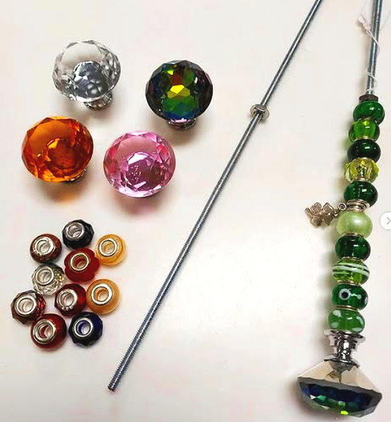 Make Your Own Fairy Wands with colorful beads, charms and crystal toppers