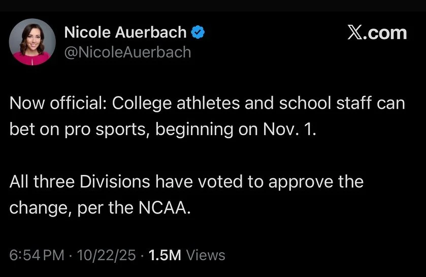 Yesterday, the NCAA approved a rule change to allow student athletes and staff to bet on professional sports.

Today, Trail Blazers head coach Chauncey Billups and Heat guard Terry Rozier were arrested in an FBI probe into illegal sports betting acti