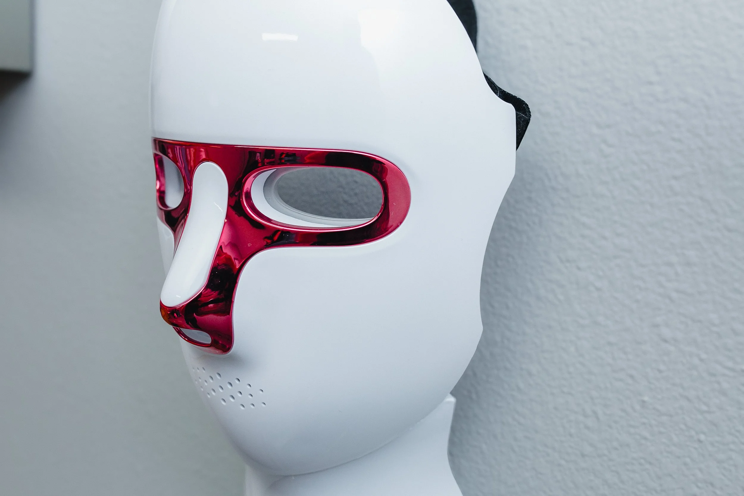 Close-up of Red Light Therapy mask.