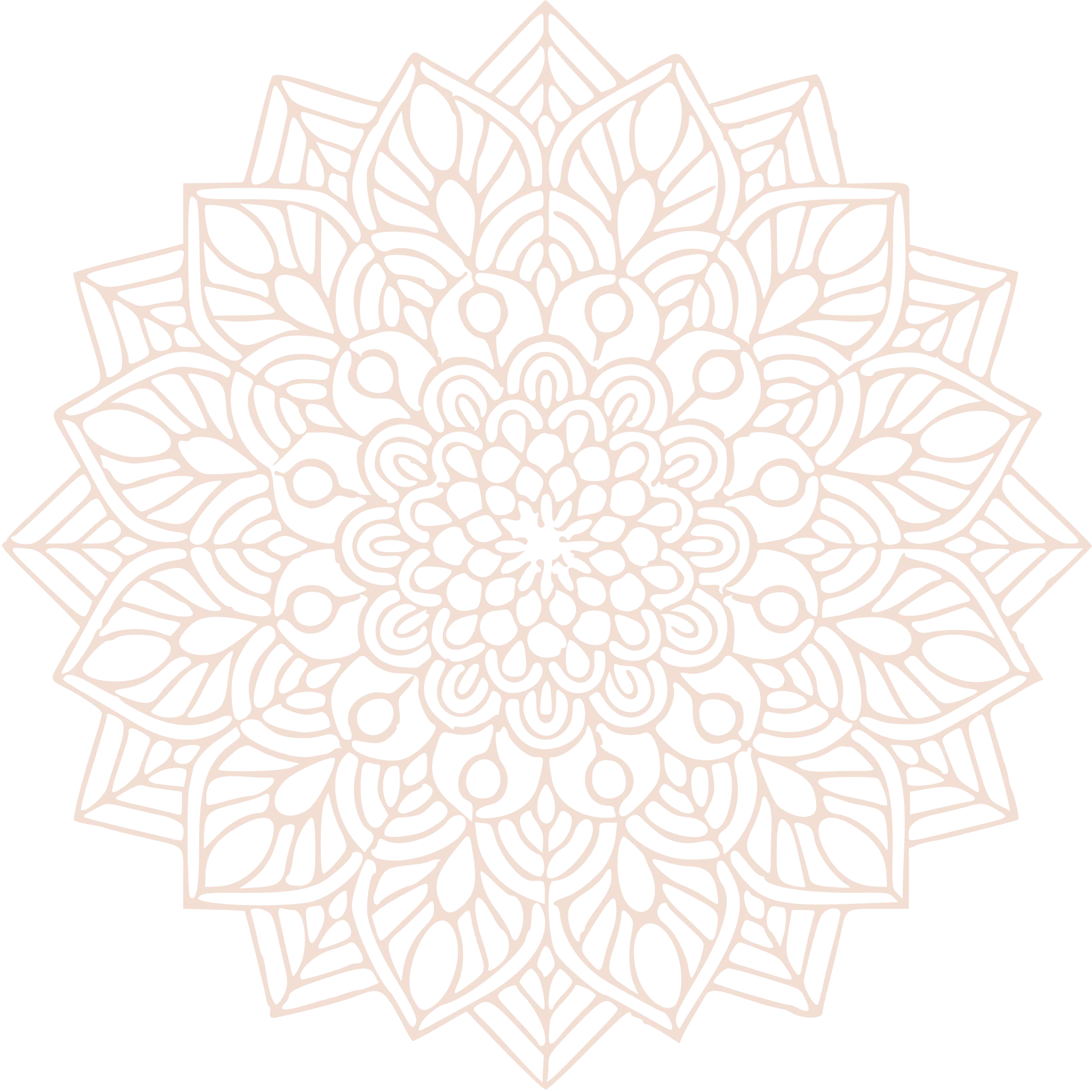 Light pink mandala pattern on a white background