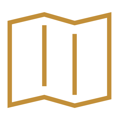 Outline of an open map with two vertical lines inside.