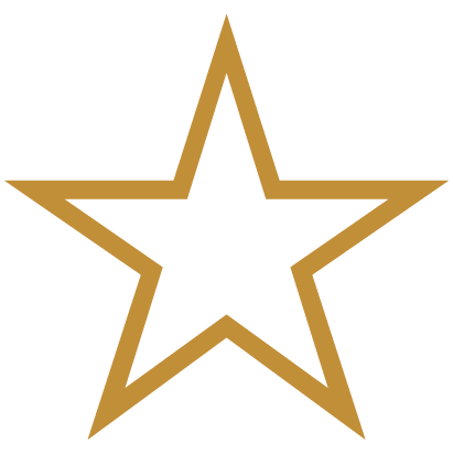 A gold-outlined star on a black background.