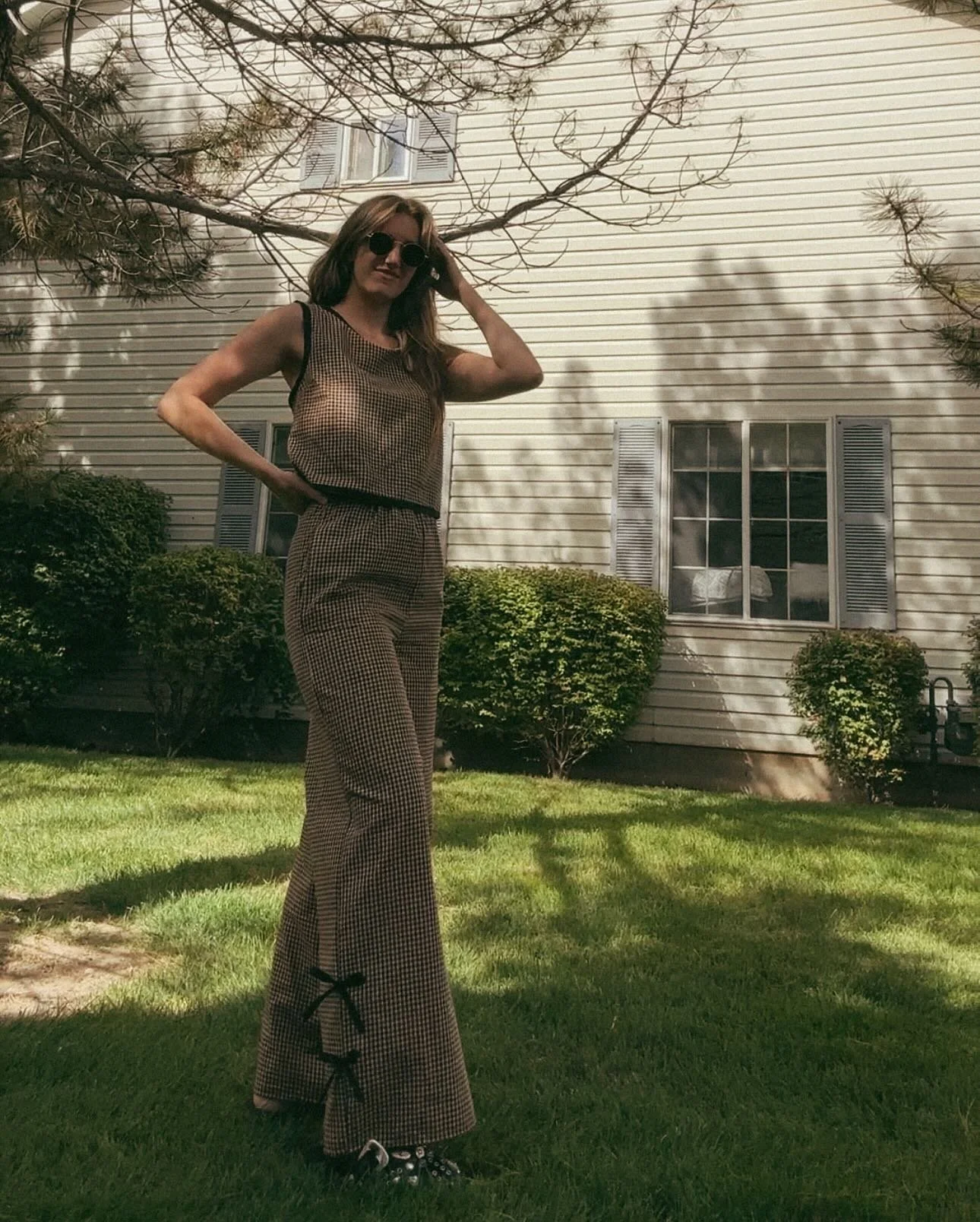 been seeing sets like this all over tik tok so had to make my own! my photography assistant is 4 so please forgive the odd framing🙏 #sewing #handmade #fashiondesigner #falloutfitideas