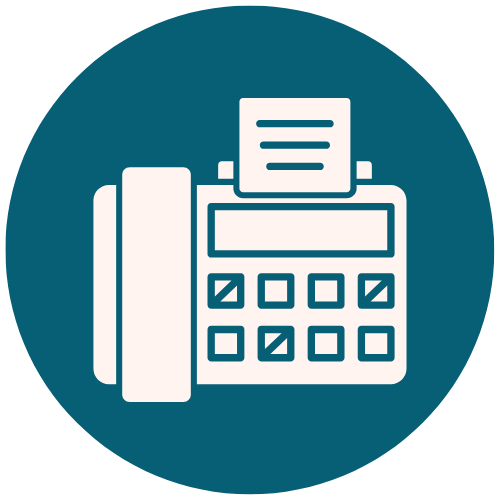 A fax icon to fax Bloom Her Path at (833) 818-5204 which provides pelvic floor therapy, infant feeding & lactation services for the Corpus Christi, TX area