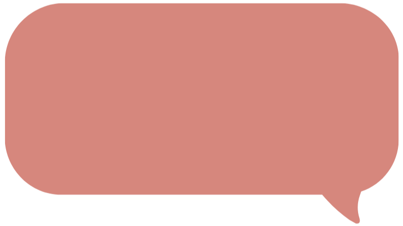 A pink speech bubble with rounded edges on a black background