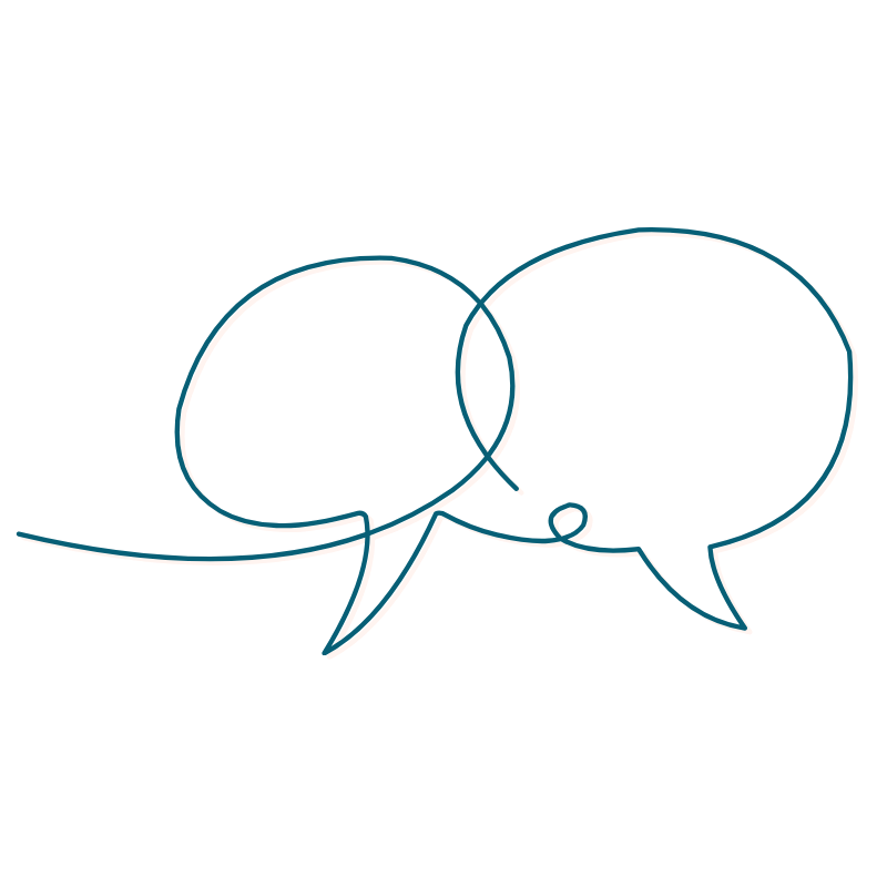 Line drawing of speech bubbles because Bloom Her Path values trust and direct communication with our patients