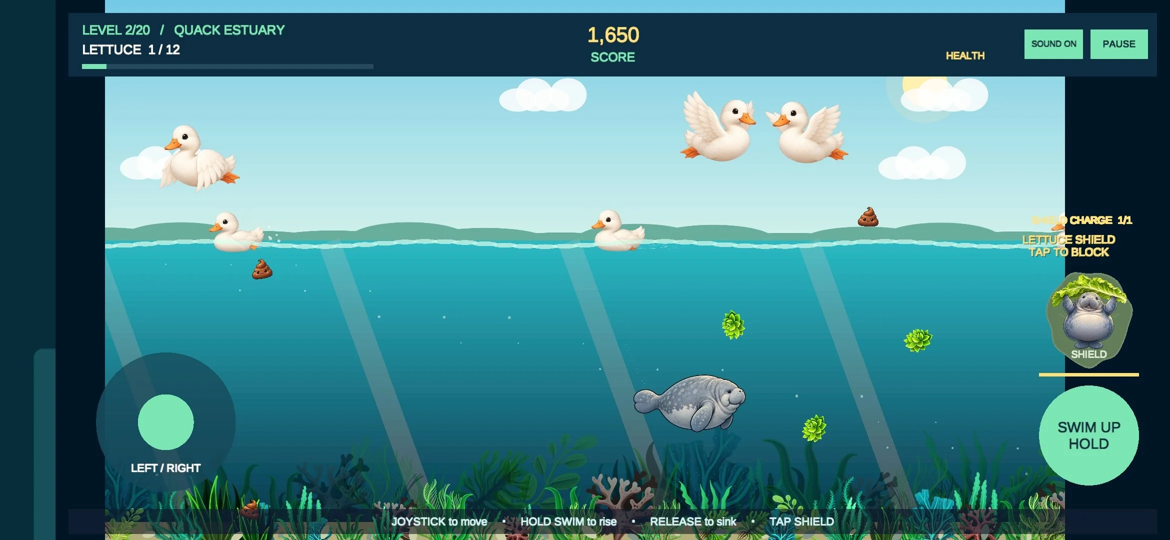 Ducking Dodge Manatee gameplay screenshot