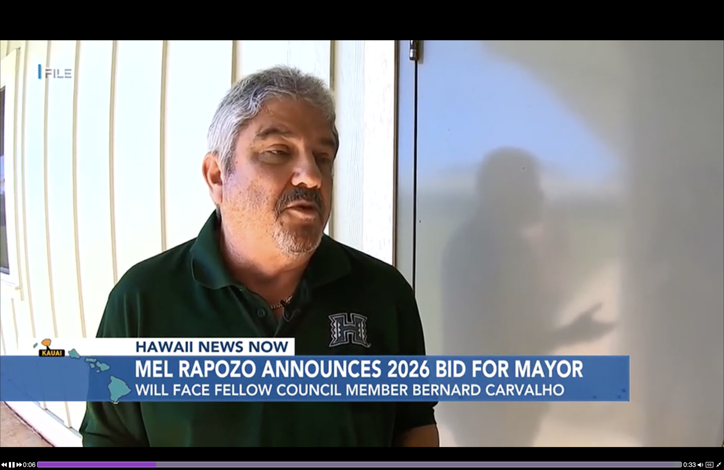 Kauai council chair announces run for mayor.