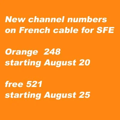 New channel numbers on Orange and free networks