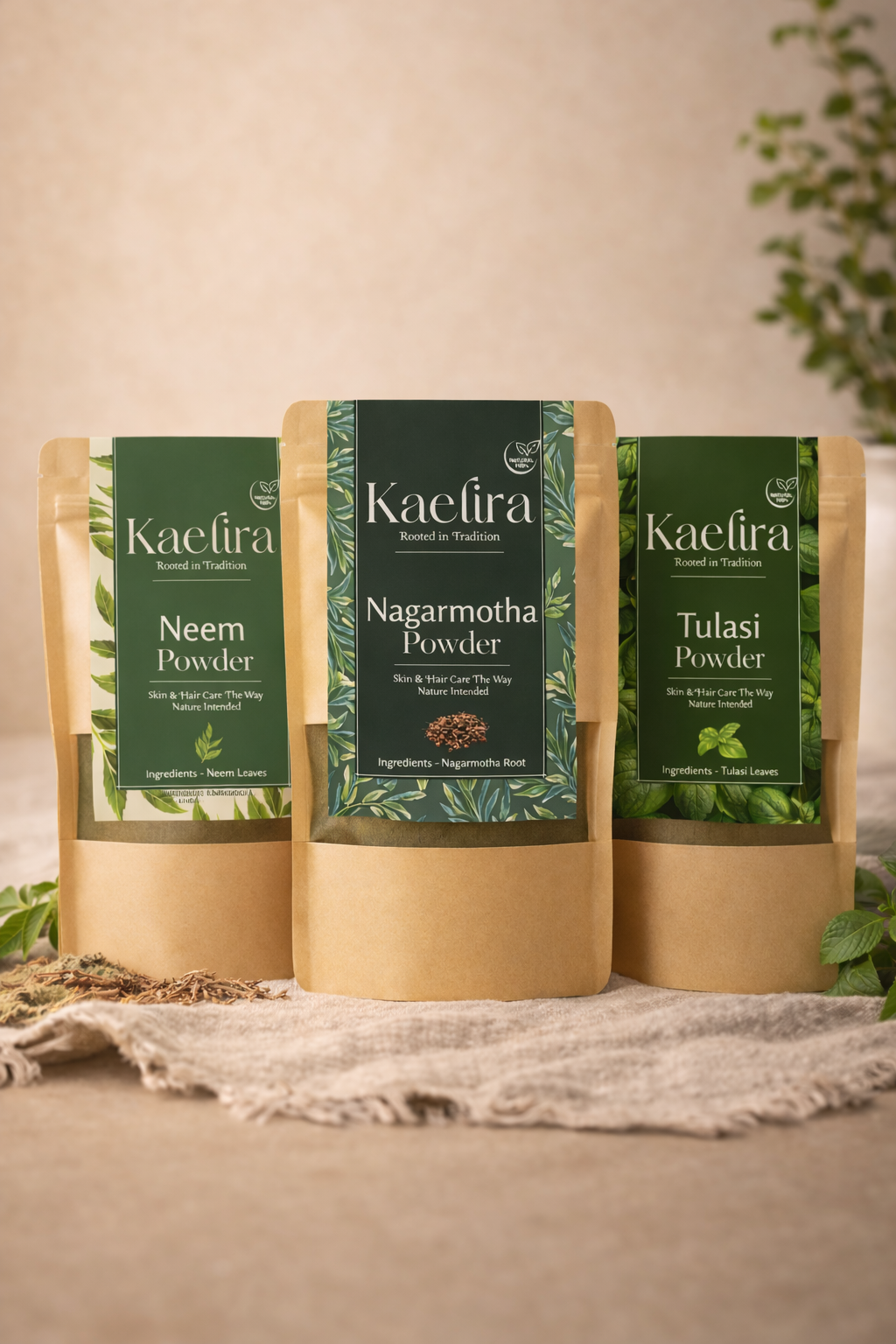 Kaelira herbal powder collection display.png