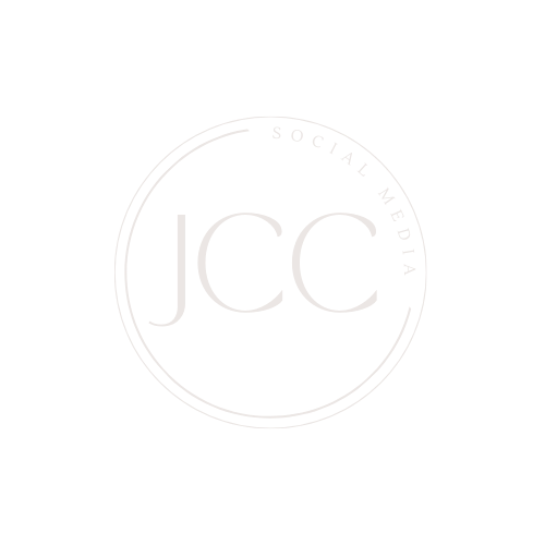 Logo for JCC Social Media, featuring a black background, white circular border, and the text 'JCC' in the center.