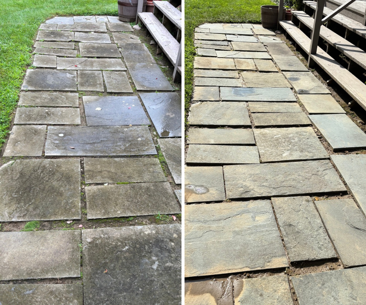 Patio Pressure Wash Cleaning Before After Fishkill NY