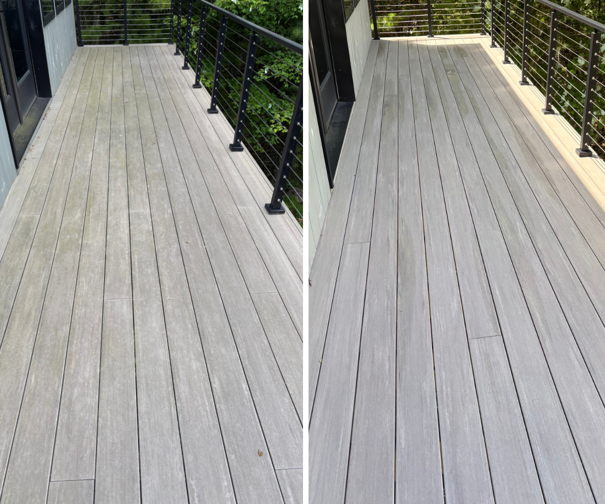 Composite Deck Pressure Washing Before & After Ulster County, NY