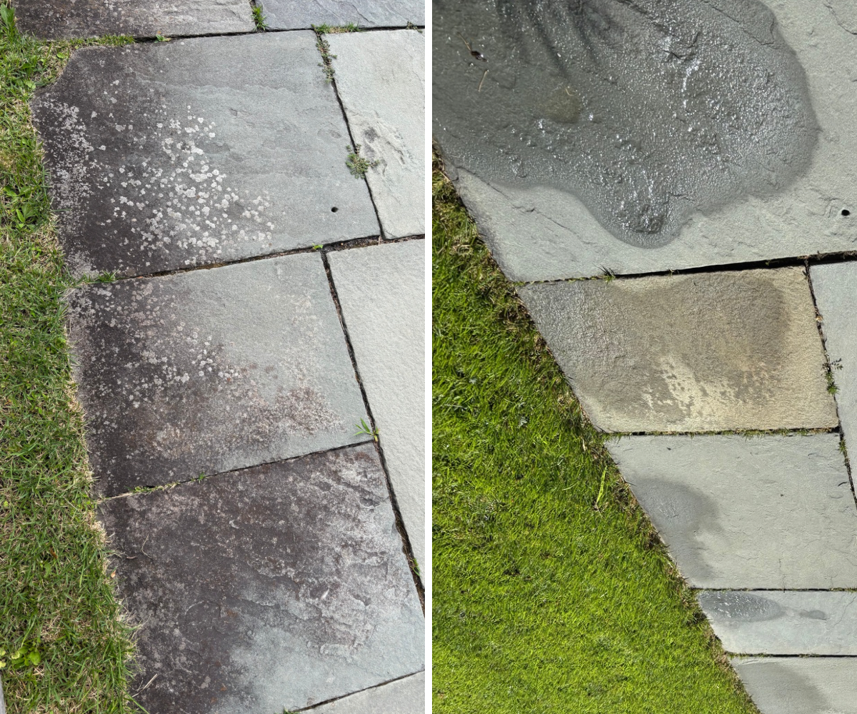 Blue Stone Patio Cleaing Pressure Wash Before After Garrison, NY