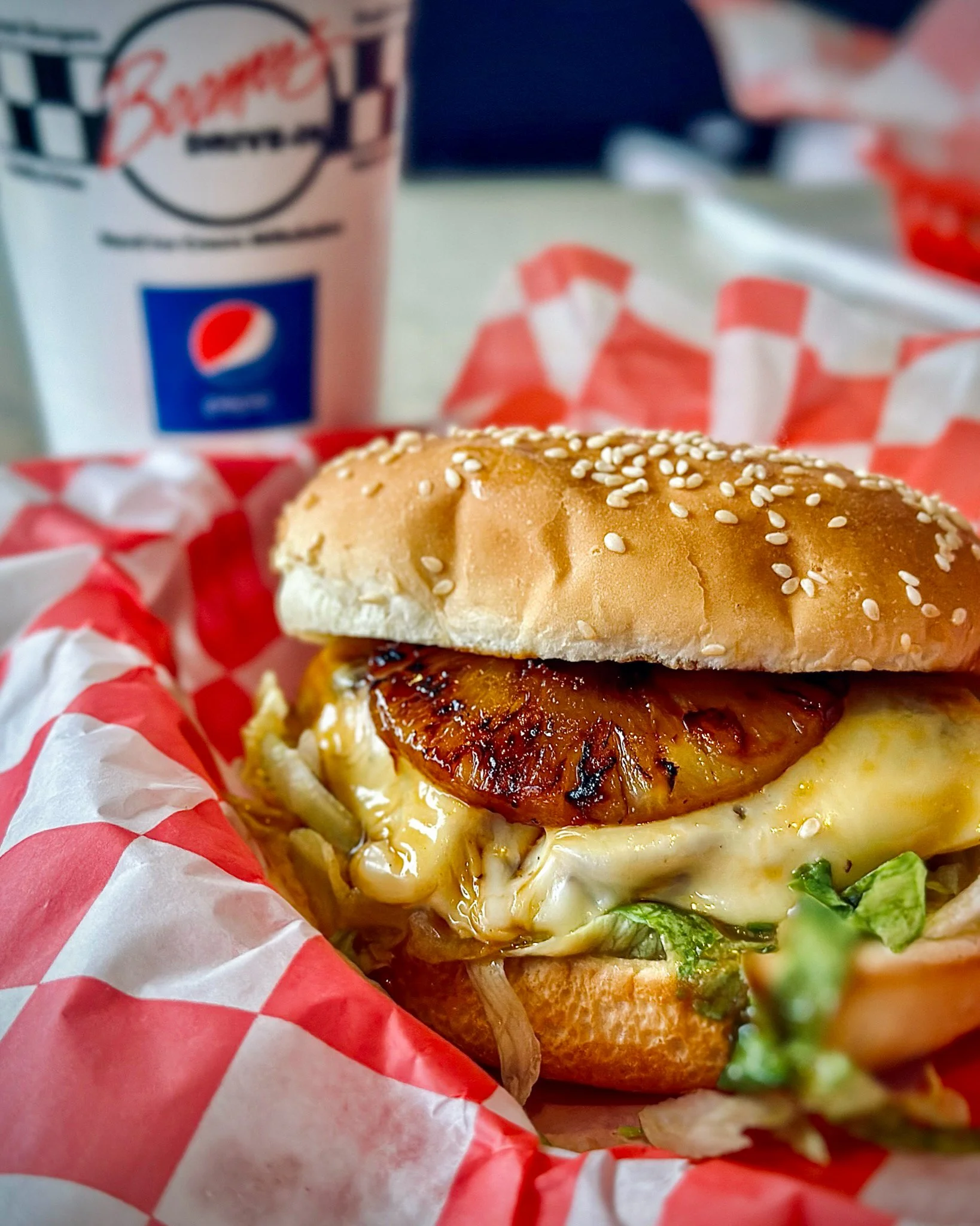 Would you put pineapple on a burger? 🍍🍔 We say YES... especially when it&rsquo;s our Teriyaki Burger: a juicy quarter-pound patty topped with a grilled pineapple ring, teriyaki sauce, fresh veggies, Boomer&rsquo;s special sauce, and your choice of 