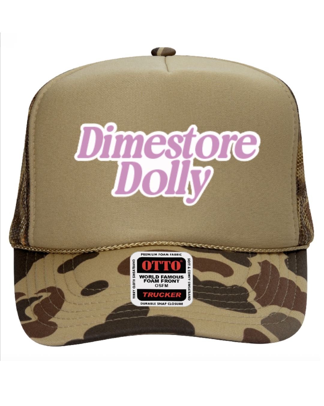 "Dimestore Dolly" - Camo Trucker Hat
