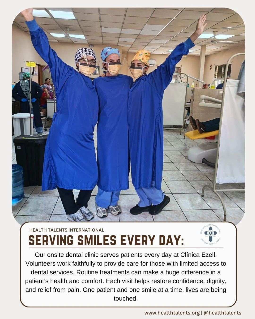 While surgeries and procedures are taking place throughout the clinic, our onsite dental team is faithfully at work each day as well. From early morning until the last patient is seen, these volunteers are caring for people who often have very limite