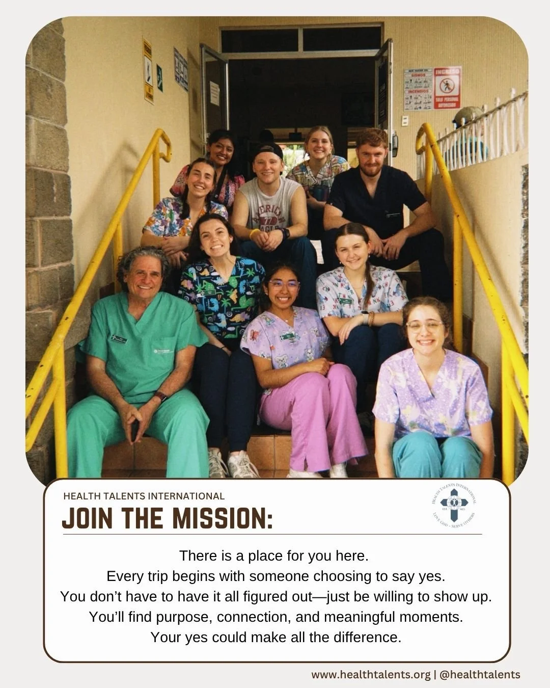 There&rsquo;s a place for you here. 💛

Every trip is made up of people who simply said yes&mdash;yes to serving, yes to stepping out of their comfort zone, and yes to being part of something bigger than themselves. You don&rsquo;t have to have it al