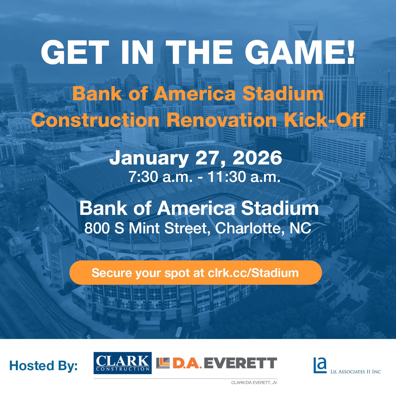 Get Ready, Charlotte: Clark/D.A. Everett Joint Venture to Host Bank of America Stadium Renovation Kick-off Event